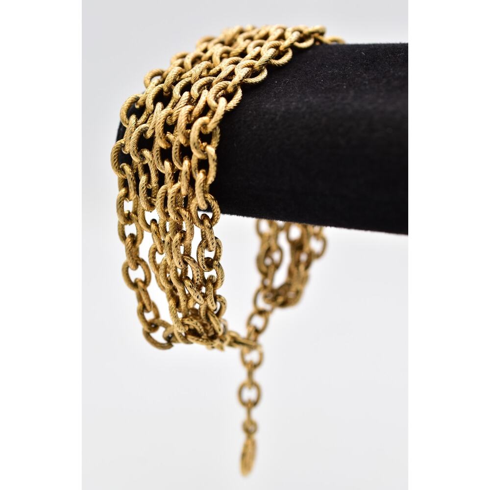 Givenchy Vintage Multi-Chain Bracelet Gold Textured Link Signed 1980s Bin2 - Picture 3 of 12